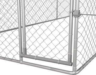 Kennel Recinto para Perros de Exterior, Recinto para Animales con Cubierta Impermeable, Jaula para Perros de Acero, 600X230X230Cm, Plata y Gris