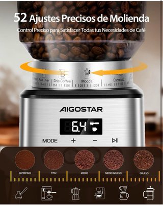 Molinillo Café Eléctrico Aigostar 52 Ajustes