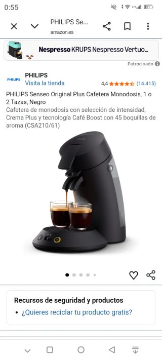 Cafetera Philips Senseo Original Plus.cambio por m