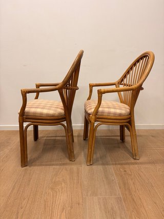 Conjunto vintage de ratán – 2 sillones + mesa