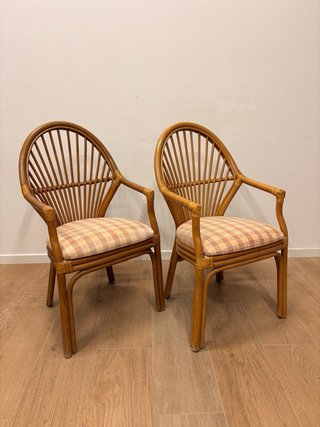 Conjunto vintage de ratán – 2 sillones + mesa