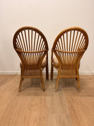 Conjunto vintage de ratán – 2 sillones + mesa
