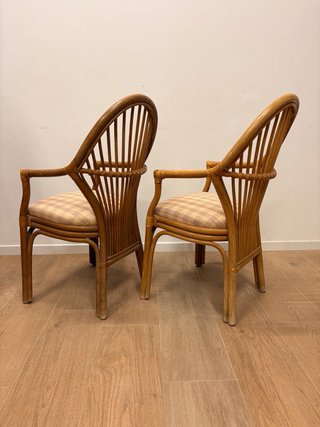 Conjunto vintage de ratán – 2 sillones + mesa