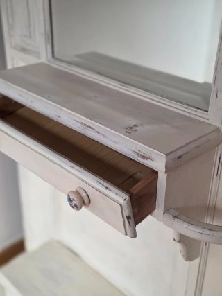 Mueble recibidor madera maciza con espejo