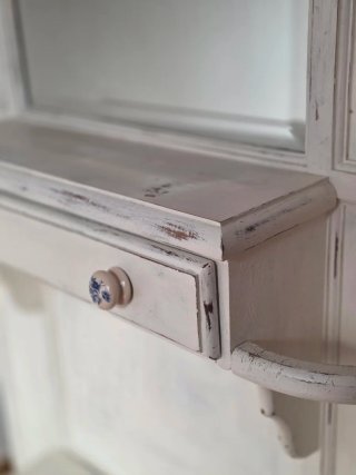 Mueble recibidor madera maciza con espejo
