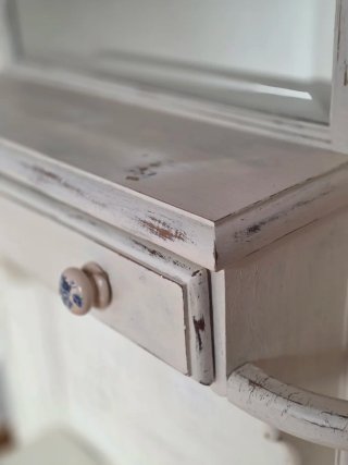 Mueble recibidor madera maciza con espejo