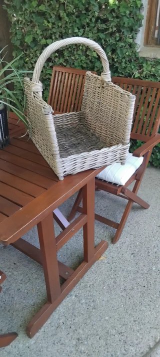 Cesta Mimbre Rectangular Beige/Gris