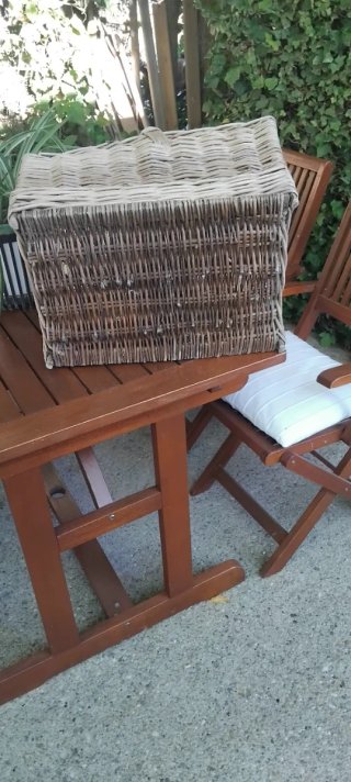 Cesta Mimbre Rectangular Beige/Gris