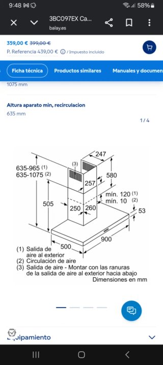 Campana extractora Balay BD893Xp