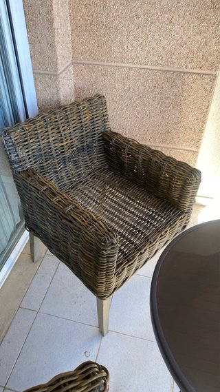 Juego Balcón Mesa y 2 Sillas Mimbre