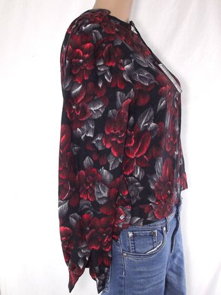 Maglia Blusa Da Donna Xl Nero Floreale Vintage A