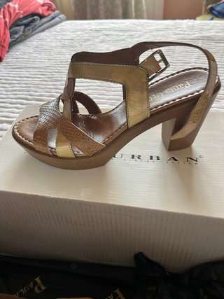 Sandalia piel tacón plataforma Paula Urban comoda!