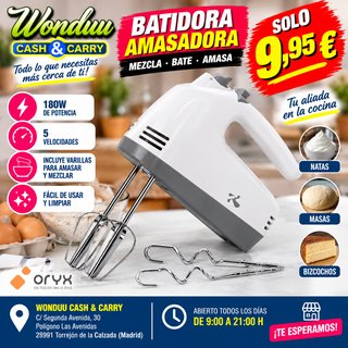 Batidora Amasadora Eléctrica 180W 5 Velocidades