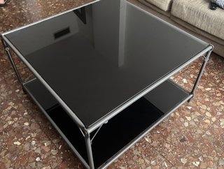 Mesa de centro cristal y metal