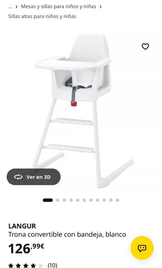 Trona IKEA Langur Blanca Convertible Evolutiva