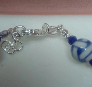 Pulsera Porcelana y Plata 925 Azul/Blanco