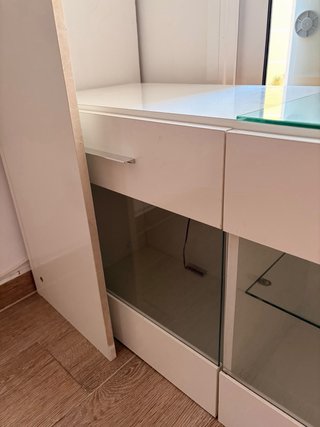 Mueble auxiliar madera y cristal