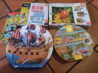 Lote Puzzles Infantiles Disney, Barco Pirata, Tren