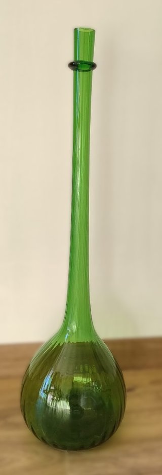Jarrón Suelo Cristal Verde Mid-Century