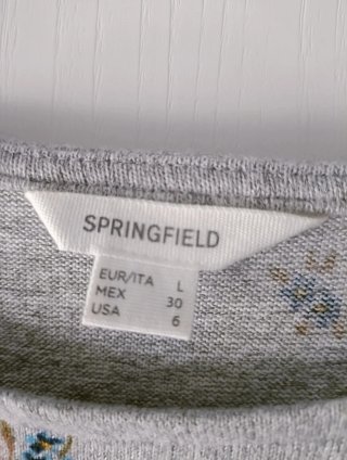 Jersey gris floral con bajo de camisa manga larga