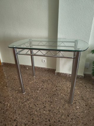 Mesa cocina acero inoxidable y cristal