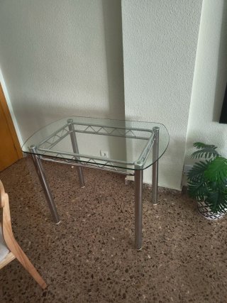 Mesa cocina acero inoxidable y cristal