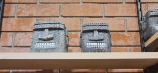 Maceta Moai Piedra Gris