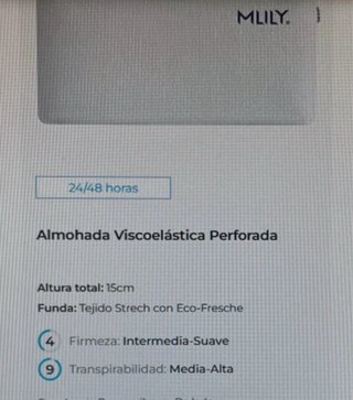 Almohada viscoelástica MLILY  1=20€ ;  2=35€