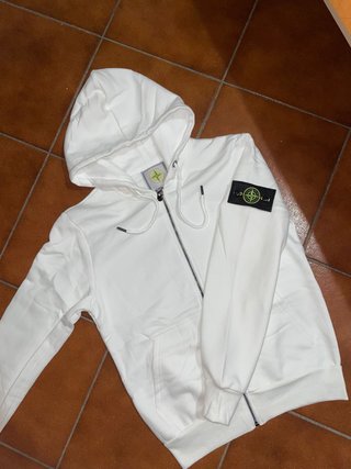 Felpa Stone Island bianca con zip