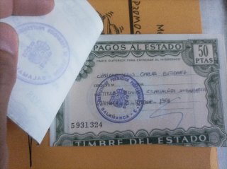 Timbre del Estado 500 y 3000 PTAS