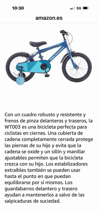 Bicicleta infantil Wildtrak WT003 (Con ruedines)