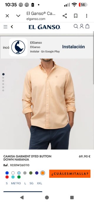 Camisa El Ganso Hombre Talla L Beige