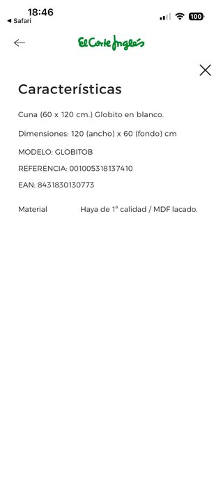 OPORTUNIDAD Cuna de bebé blanca Marca MICUNA