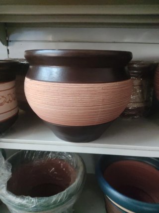 Maceta grande cerámica coco nogal