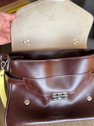 Borsa satchel in vera pelle – marrone, beige e gia