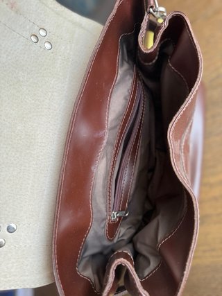 Borsa satchel in vera pelle – marrone, beige e gia