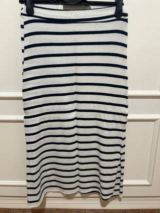 Falda midi rayas azul marino