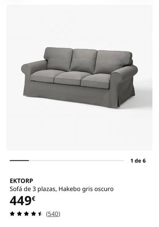Sofá 3 cuerpos Ektorp Hakebo gris