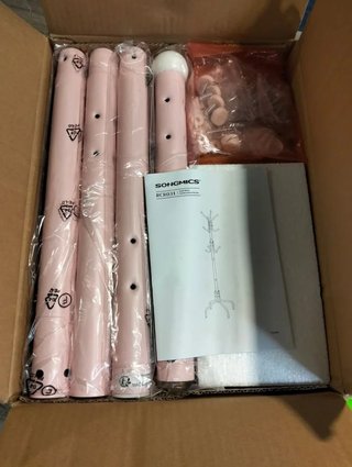 Perchero de metal SONGMICS con 12 ganchos y 4 patas en rosa gelatina