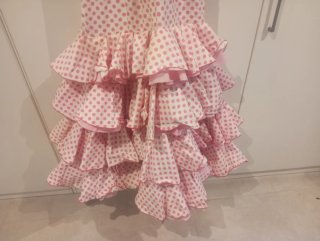 Traje de flamenca niña lunares rosa