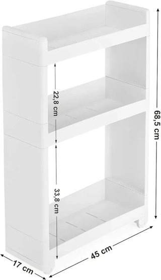 Carrito Cocina 3 Estantes 17 cm SONGMICS KFR09WT