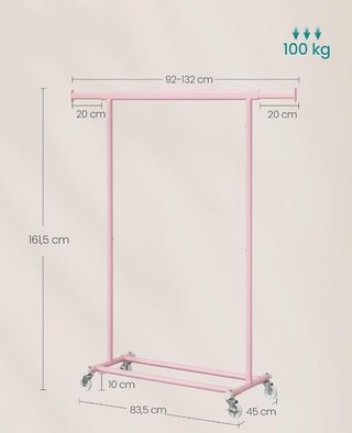 Perchero rosa con ruedas SONGMICS HSR013R01