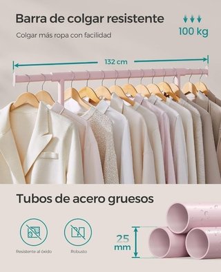 Perchero rosa con ruedas SONGMICS HSR013R01