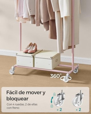 Perchero rosa con ruedas SONGMICS HSR013R01