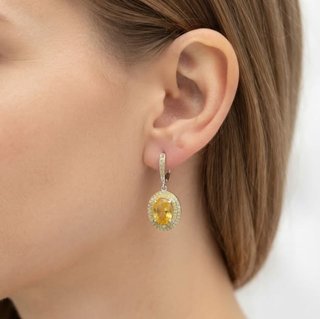 Pendientes Zafiros Amarillos Naturales Plata