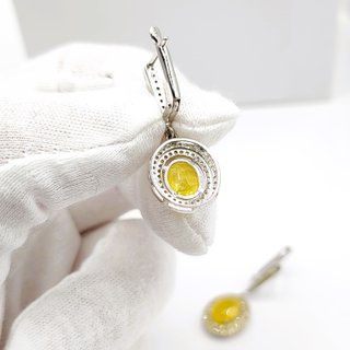 Pendientes Zafiros Amarillos Naturales Plata