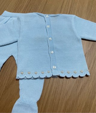 Conjunto bebé punto azul recién nacido