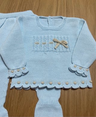 Conjunto bebé punto azul recién nacido