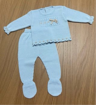 Conjunto bebé punto azul recién nacido