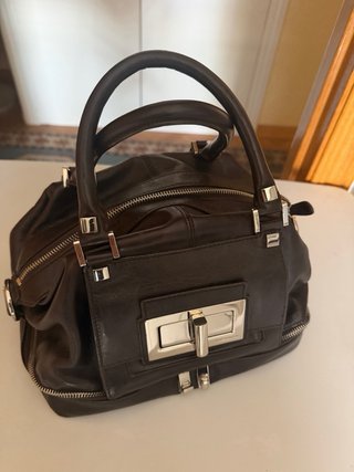 Bolso Piel Marrón Oscuro 28x18 cm